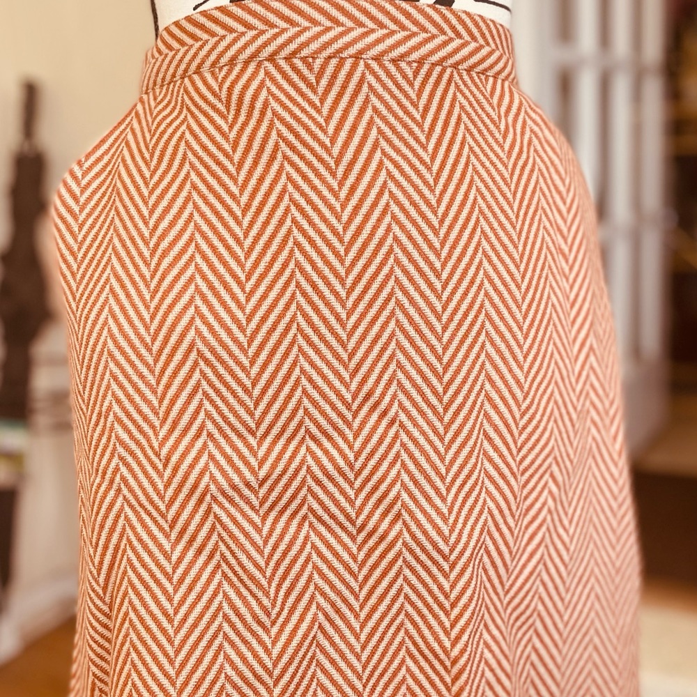 Tucker Orange Chevron Midi Skirt